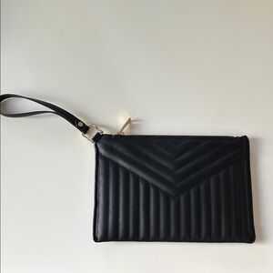 a new day Black Quilted Wristlet Clutch with Gold Hardware